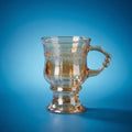 Vintage Amber Glass Pedestal Mug with Handle