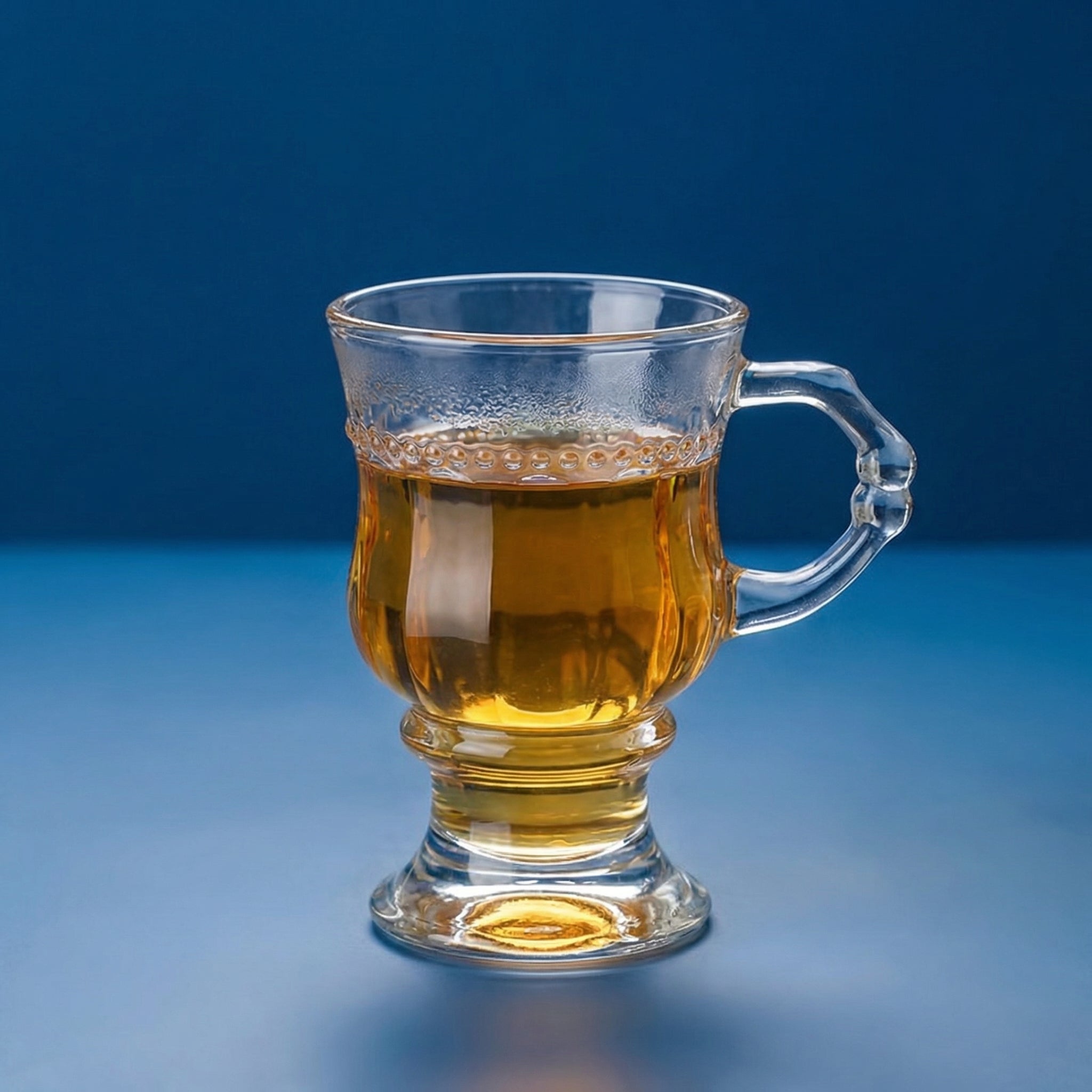 Vintage Amber Glass Pedestal Mug with Handle